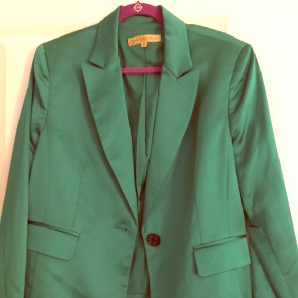 Nipon Boutique Jackets & Blazers - Blazer Green Satin